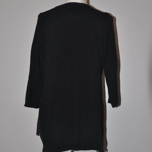 Black faux suede with fringe accent size large